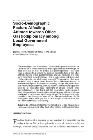 Socio-demographic factors affecting attitude towards office gastrodiplomacy  among local government employees